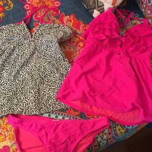 Modest bathing suits. Two tops w/ bottoms.
